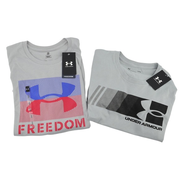 Under Armour Other - NEW Lot of 2 Under Armour T-Shirt Gray Freedom & UA Graphic Mens Large‎